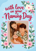 Load image into Gallery viewer, Floral Naming Day From the Heart Photo Upload New Baby Card for Granddaughter
