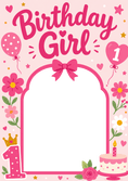 Load image into Gallery viewer, Pink Floral Birthday Girl 1st Birthday Card for Her
