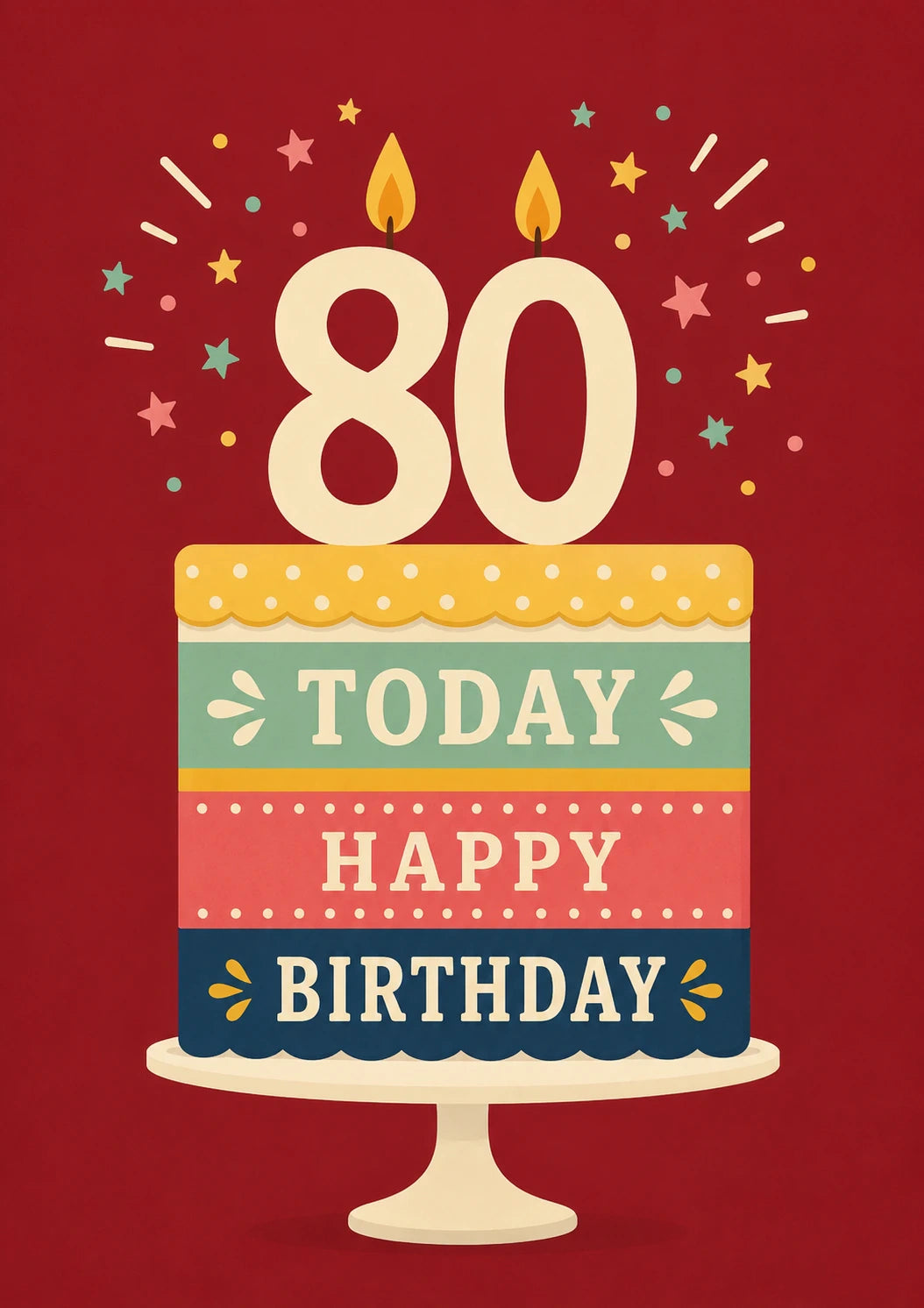 Retro Cake Candles 80 Today Happy Birthday Card