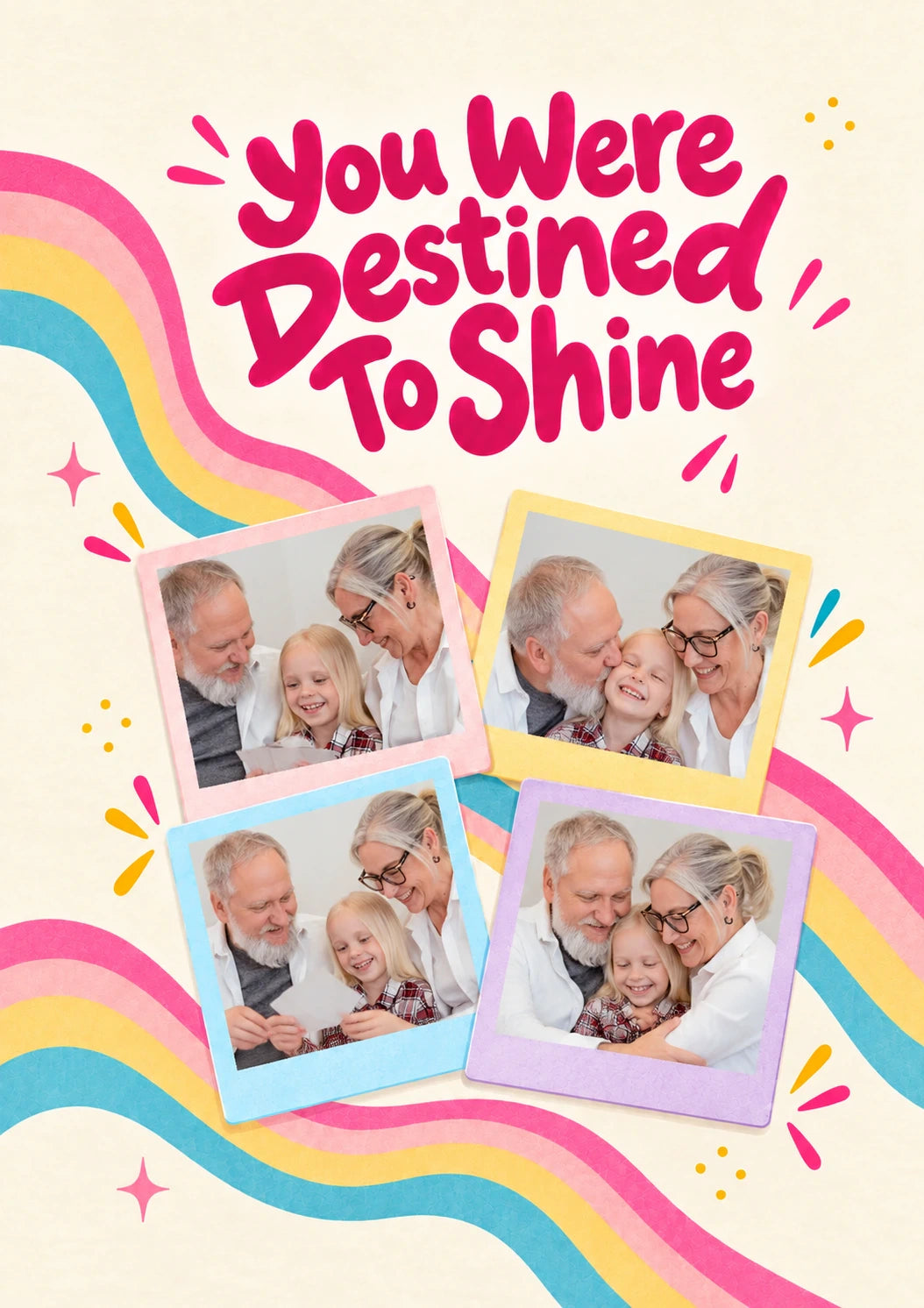 Rainbow Destined To Shine Photo Upload Congratulations Card for Granddaughter