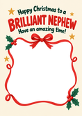 Load image into Gallery viewer, Brilliant Nephew Ribbon Bow Photo Upload Christmas Card for Him
