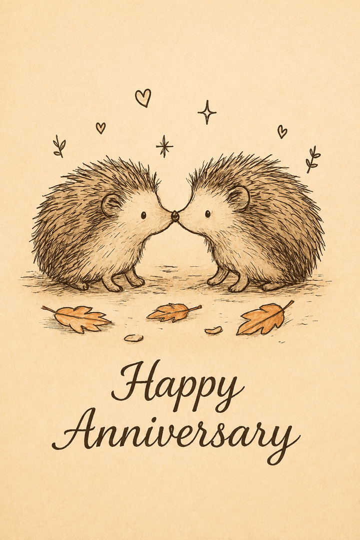 Cute Illustrated Pair Anniversary Card