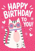 Load image into Gallery viewer, Cute Cat Flower Sunglasses Happy Birthday Card for Her
