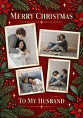 Load image into Gallery viewer, Red Festive Wreath Photo Upload Christmas Card for Him
