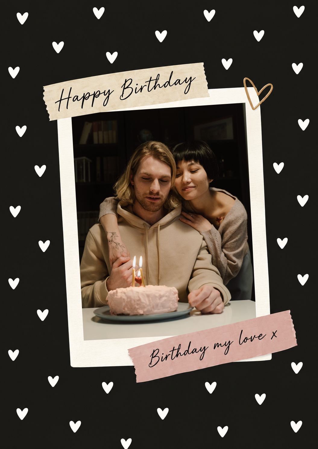 Happy Birthday My Love Hearts Photo Upload Birthday Card for Her
