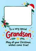 Load image into Gallery viewer, Festive Candles From the Heart Photo Upload Christmas Card for Grandson
