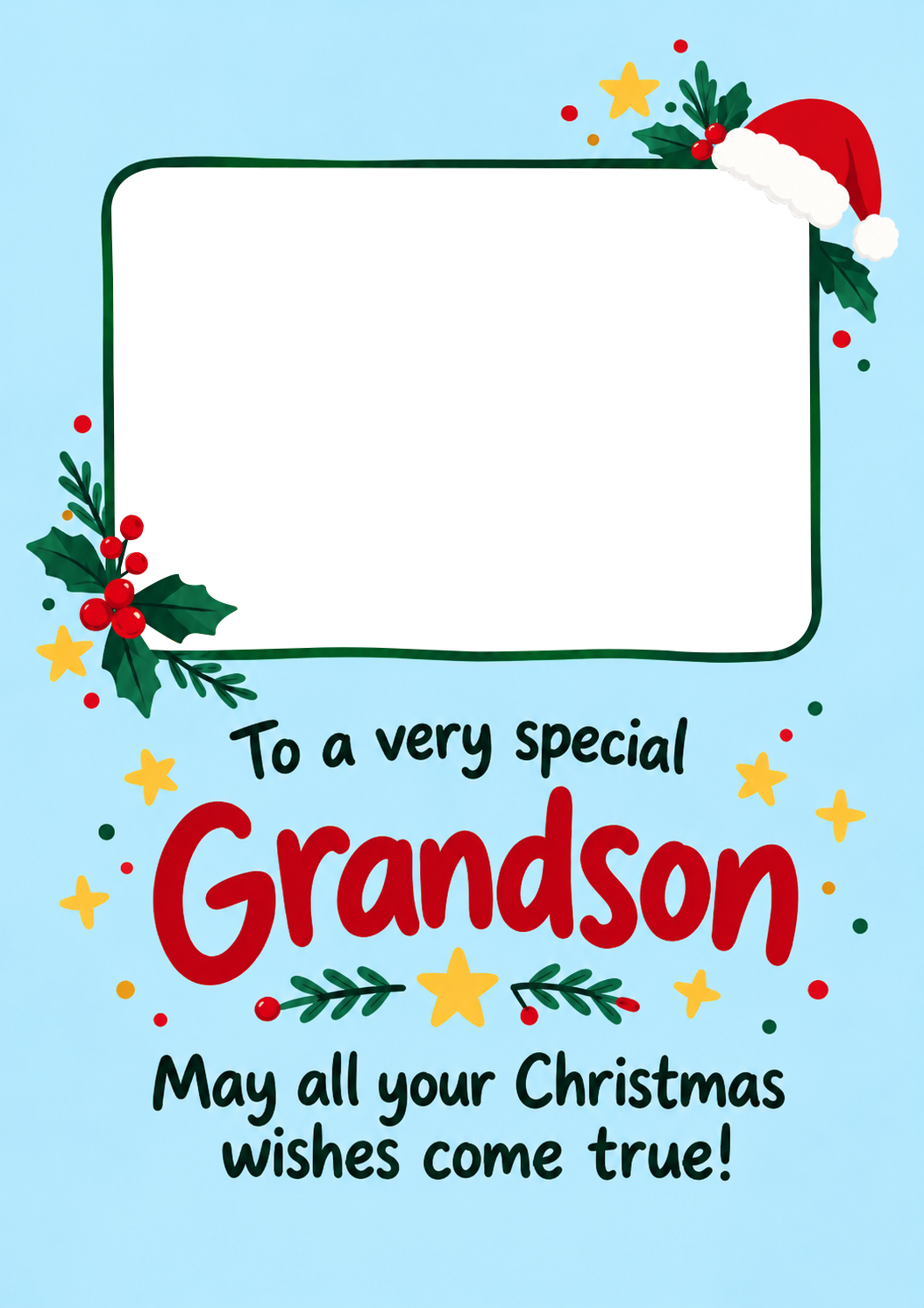 Festive Candles From the Heart Photo Upload Christmas Card for Grandson