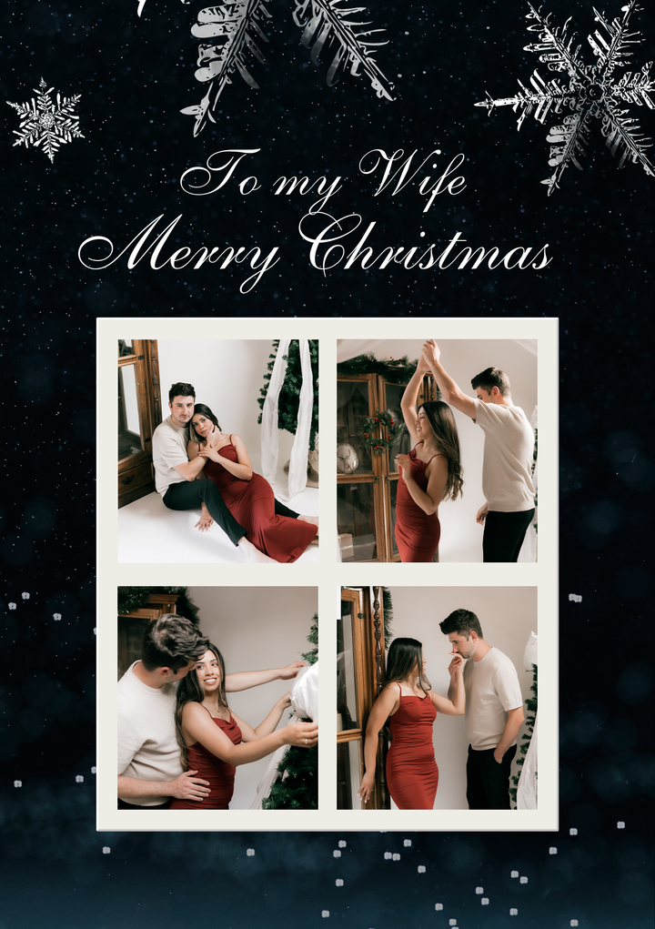 To My Wife Snowflake 4 Photo Upload Christmas Card for Her
