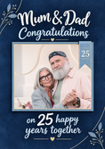 Load image into Gallery viewer, Navy Blue Mum & Dad 25th Anniversary Photo Upload Card
