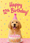 Load image into Gallery viewer, Cute Golden Retriever Puppy Happy 12th Birthday Card
