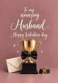 Load image into Gallery viewer, Gold Trophy Bow Tie Valentine's Day Card for Husband
