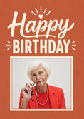 Load image into Gallery viewer, Bold Red Happy Birthday Photo Upload Birthday Card for Her
