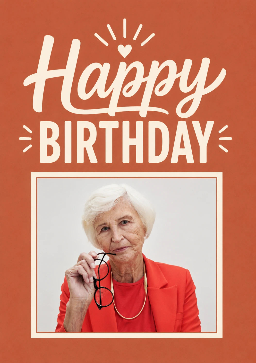Bold Red Happy Birthday Photo Upload Birthday Card for Her