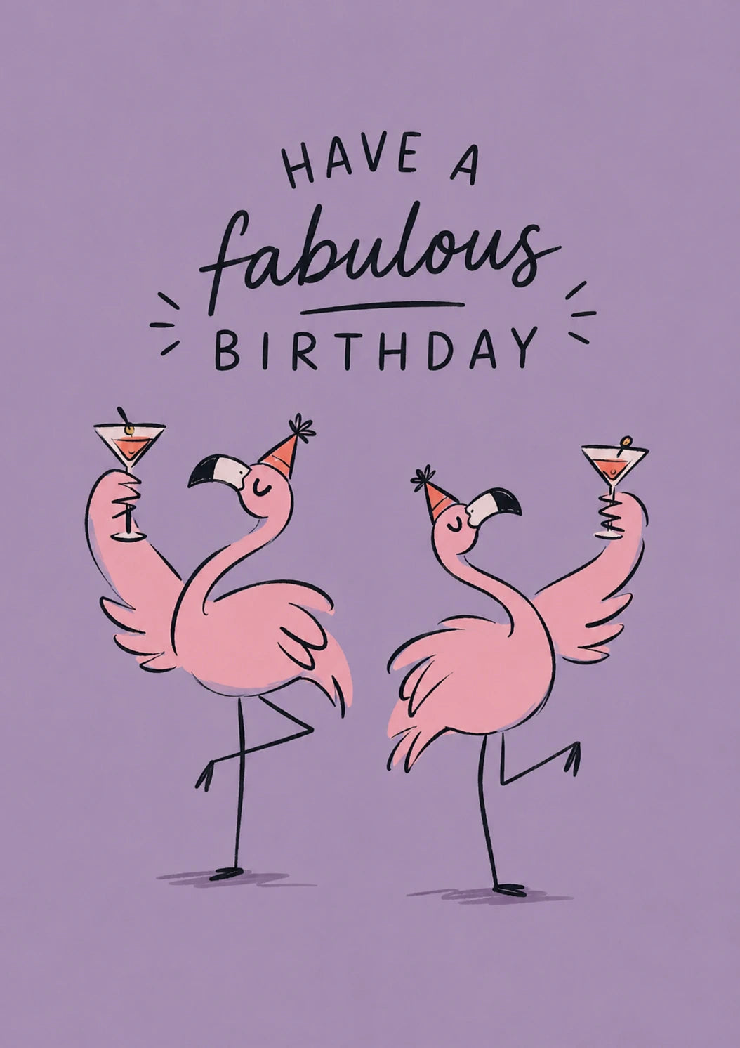 Funny Dancing Flamingos with Cocktails Birthday Card for Her