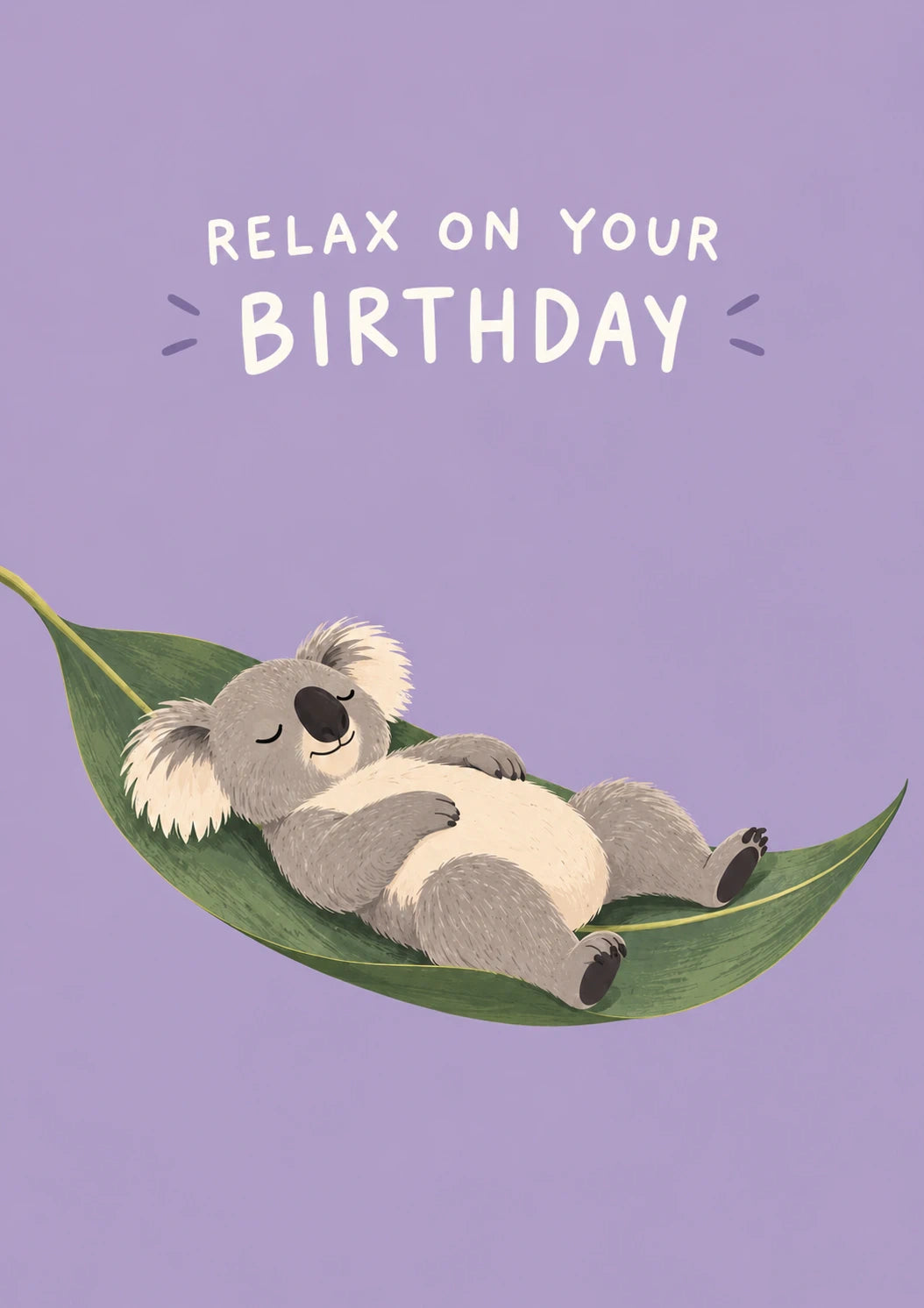 Cute Koala Relaxing on Leaf Birthday Card