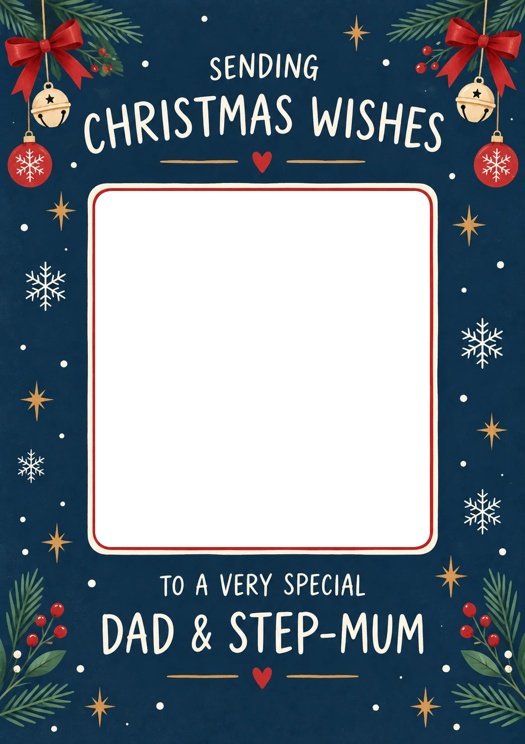 Sending Christmas Wishes Photo Upload Christmas Card for Dad & Step-Mum