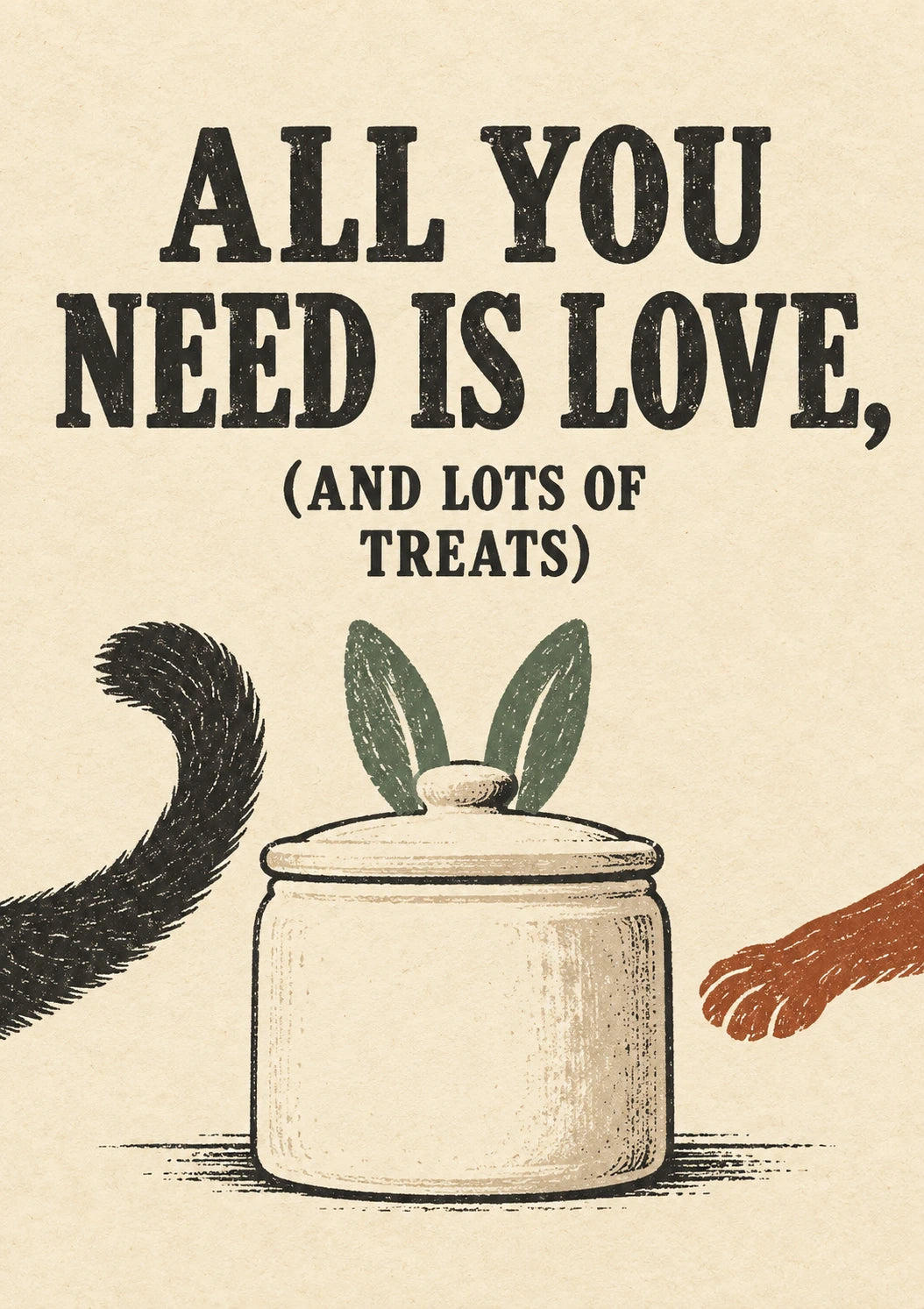 Funny All You Need Is Love And Treats Birthday Card