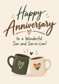 Load image into Gallery viewer, Son and Son-in-Law Rainbow Mugs Photo Upload Anniversary Card
