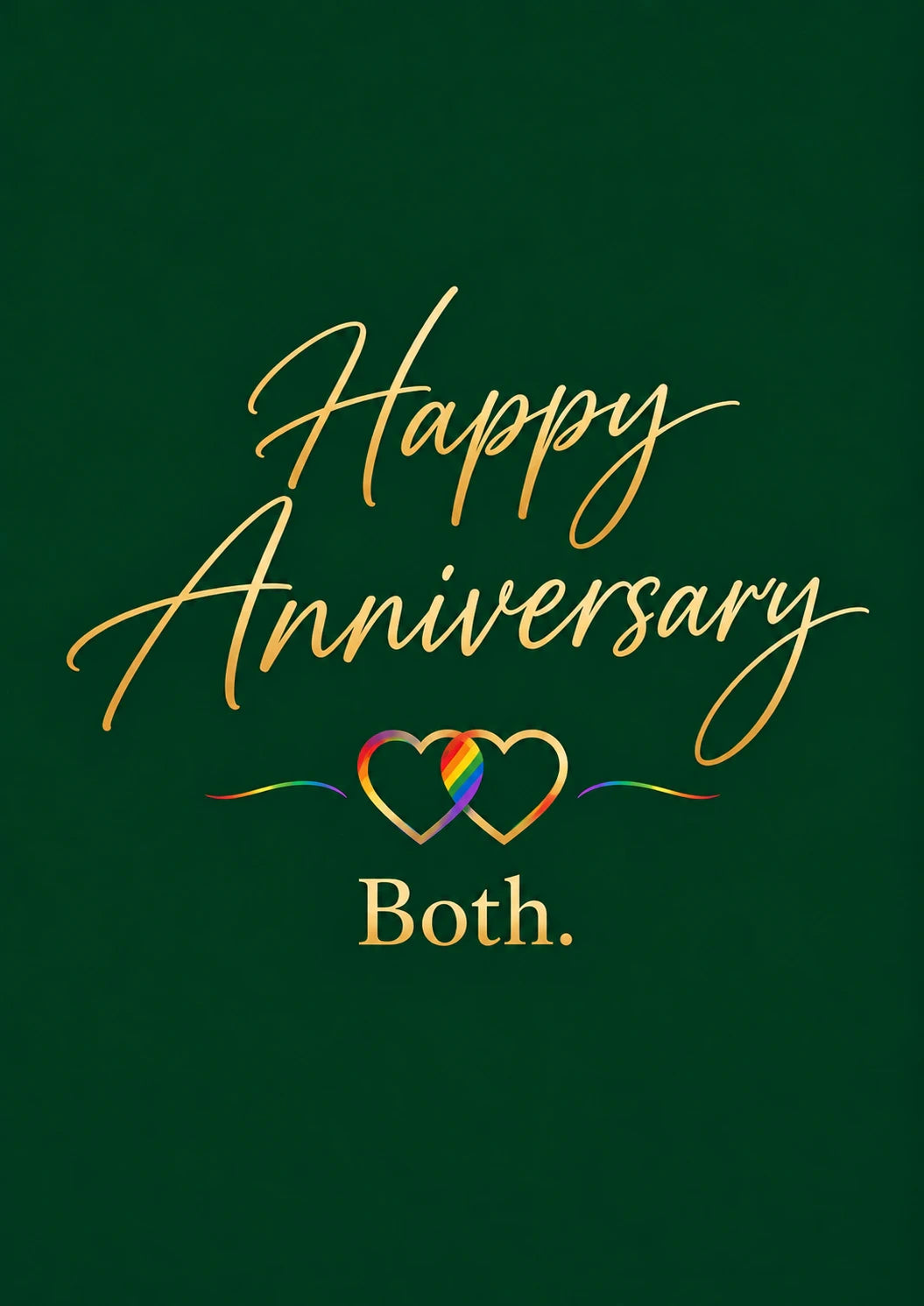 Gold Script Rainbow Hearts Both Anniversary Card