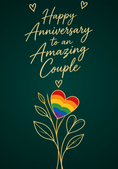 Load image into Gallery viewer, Rainbow Heart Floral LGBTQ+ Anniversary Card
