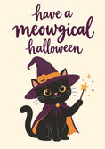 Load image into Gallery viewer, Funny Witch Cat Meowgical Halloween Card for Her

