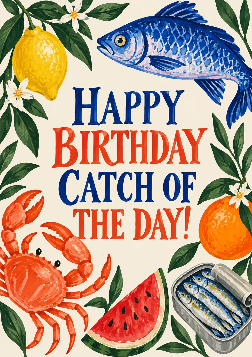 Funny Seafood Catch of the Day Birthday Card
