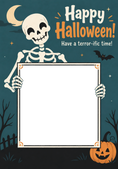 Load image into Gallery viewer, Funny Skeleton Holding Sign Photo Upload Halloween Card for Her
