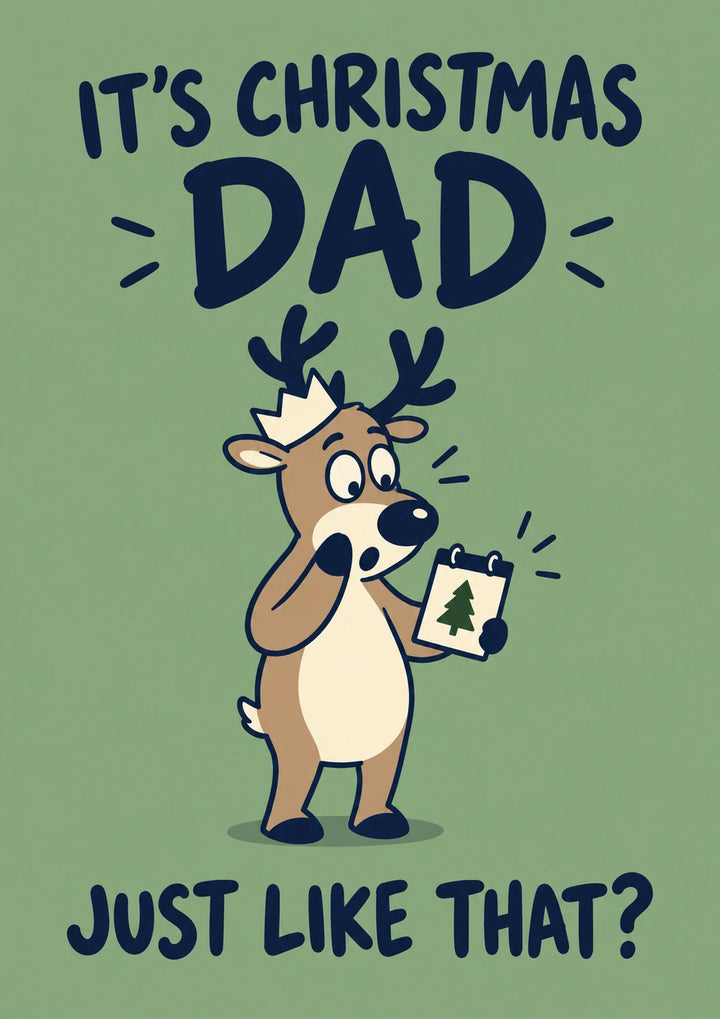 Funny Surprised Reindeer Christmas Card for Him