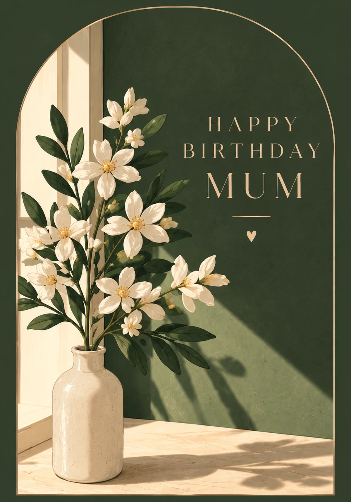 Elegant White Floral Arch Mum Birthday Card for Her