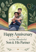 Load image into Gallery viewer, Rainbow Hearts Son and His Partner Photo Upload Anniversary Card
