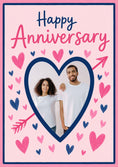 Load image into Gallery viewer, Pink Hearts and Arrow Photo Upload Anniversary Card
