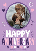 Load image into Gallery viewer, Colourful Hearts and Typography Photo Upload Anniversary Card
