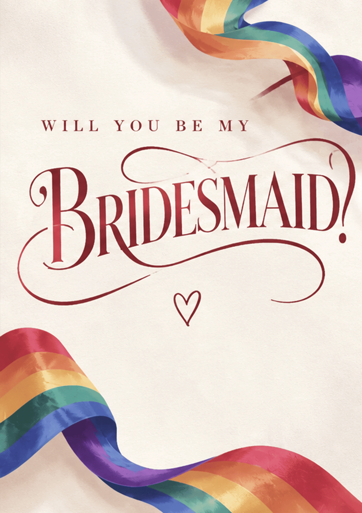 Rainbow Ribbon Will You Be My Bridesmaid Birthday Card