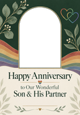 Load image into Gallery viewer, Rainbow Hearts Son and His Partner Photo Upload Anniversary Card
