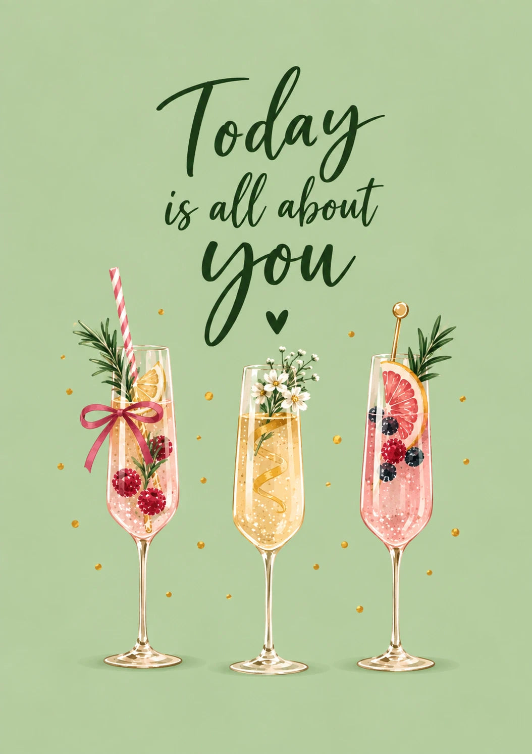 Elegant Champagne Flutes Today Is All About You Birthday Card for Her