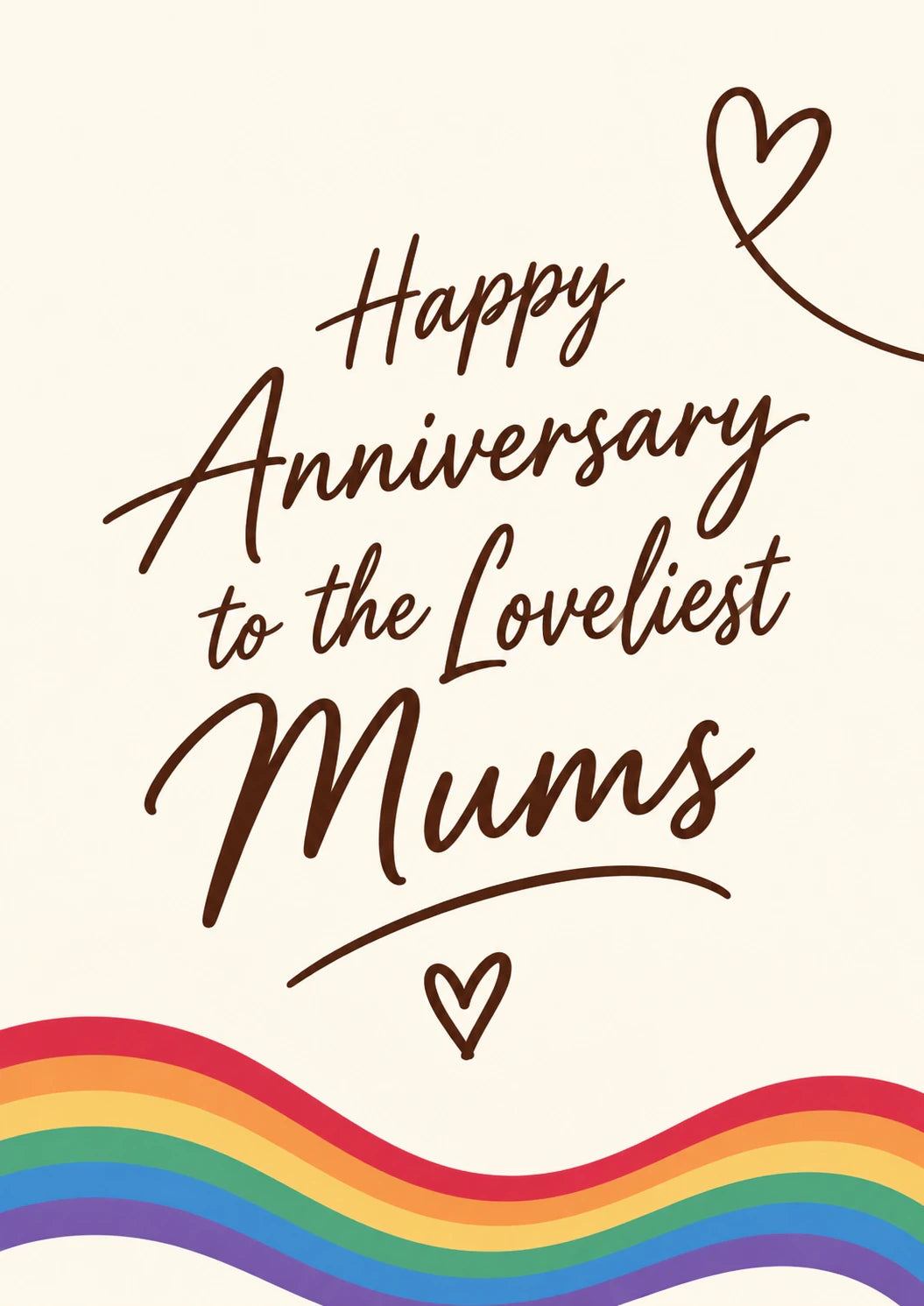 Rainbow Script Loveliest Mums Anniversary Card