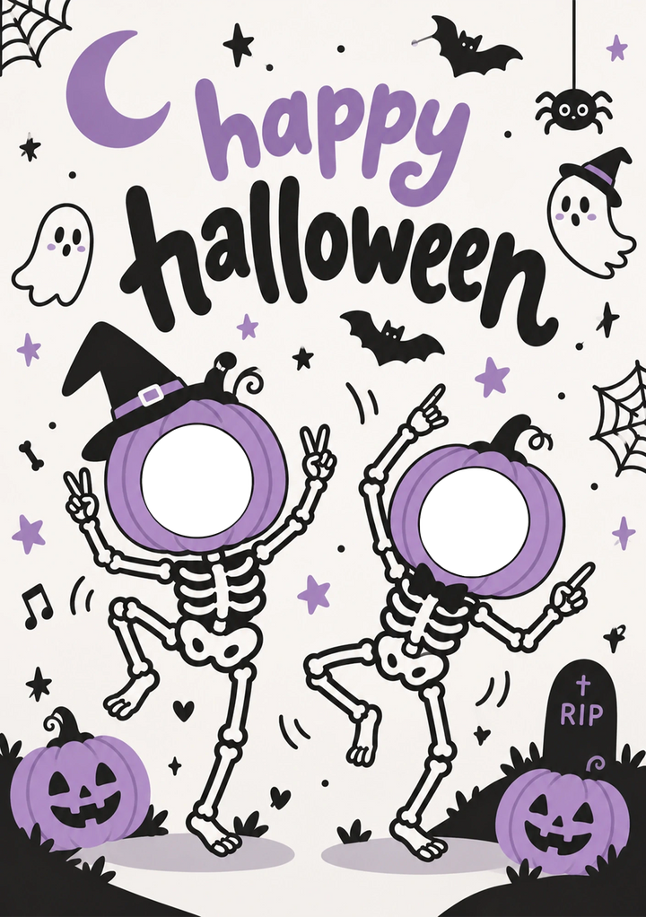 Funny Dancing Skeletons Photo Upload Halloween Card