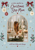 Load image into Gallery viewer, Festive Baubles and Bows Photo Upload Christmas Card for Her
