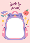 Load image into Gallery viewer, Purple Backpack Design Photo Upload Back to School Card
