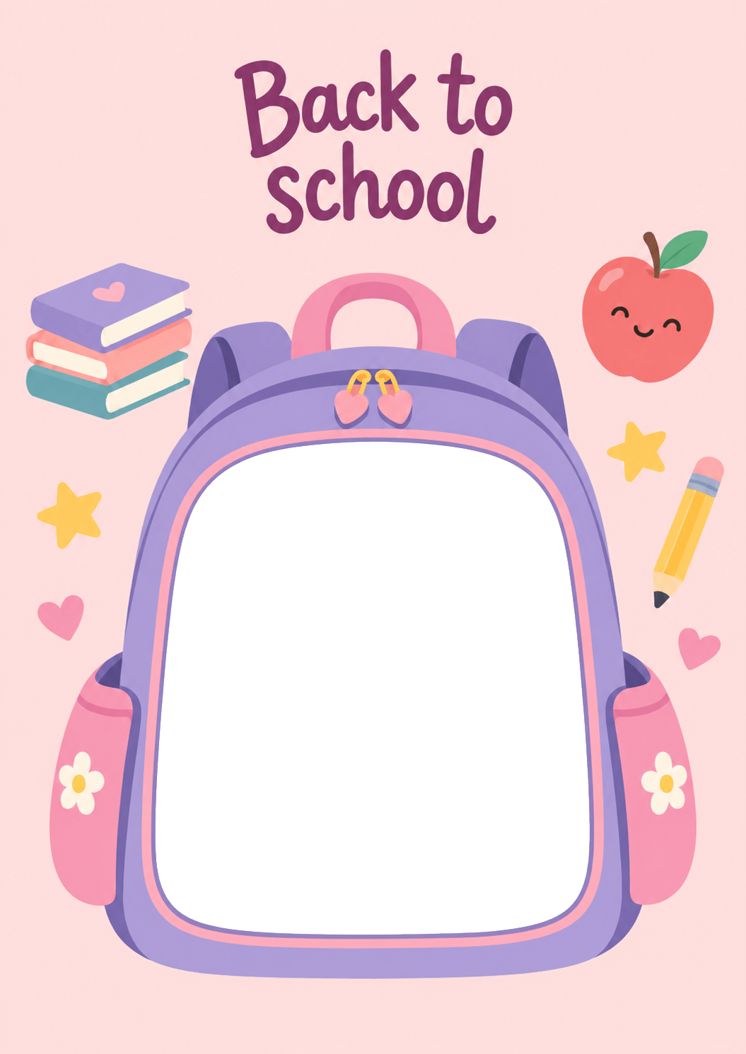 Purple Backpack Design Photo Upload Back to School Card