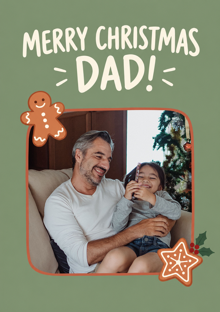 Merry Christmas Dad Gingerbread Photo Upload Christmas Card for Him
