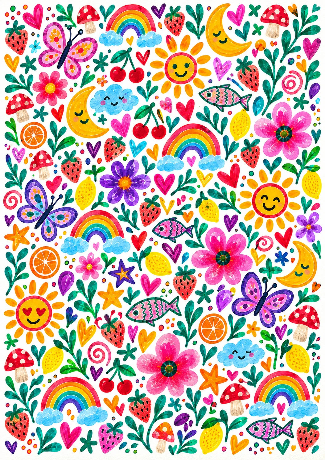 Colourful Cute Doodle Kids For Kid Birthday Card