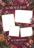 Load image into Gallery viewer, Burgundy Botanical Mum & Dad Photo Upload Christmas Card
