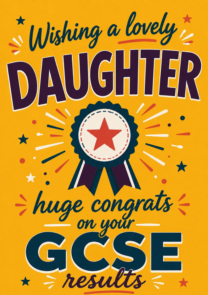 Daughter Rosette Badge Congratulations GCSE Results Card for Her