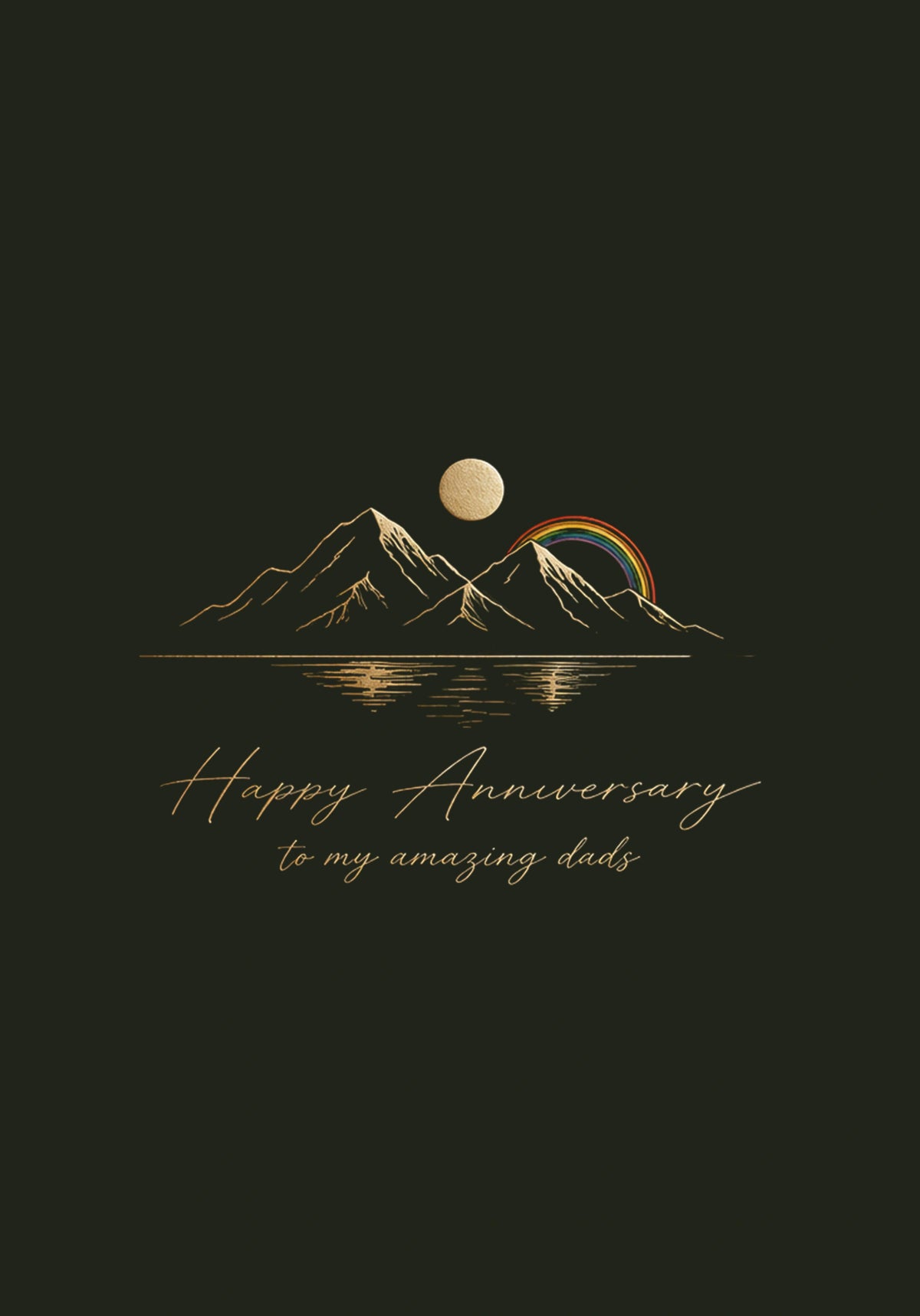 Gold Mountain Rainbow Happy Anniversary Card for Dads