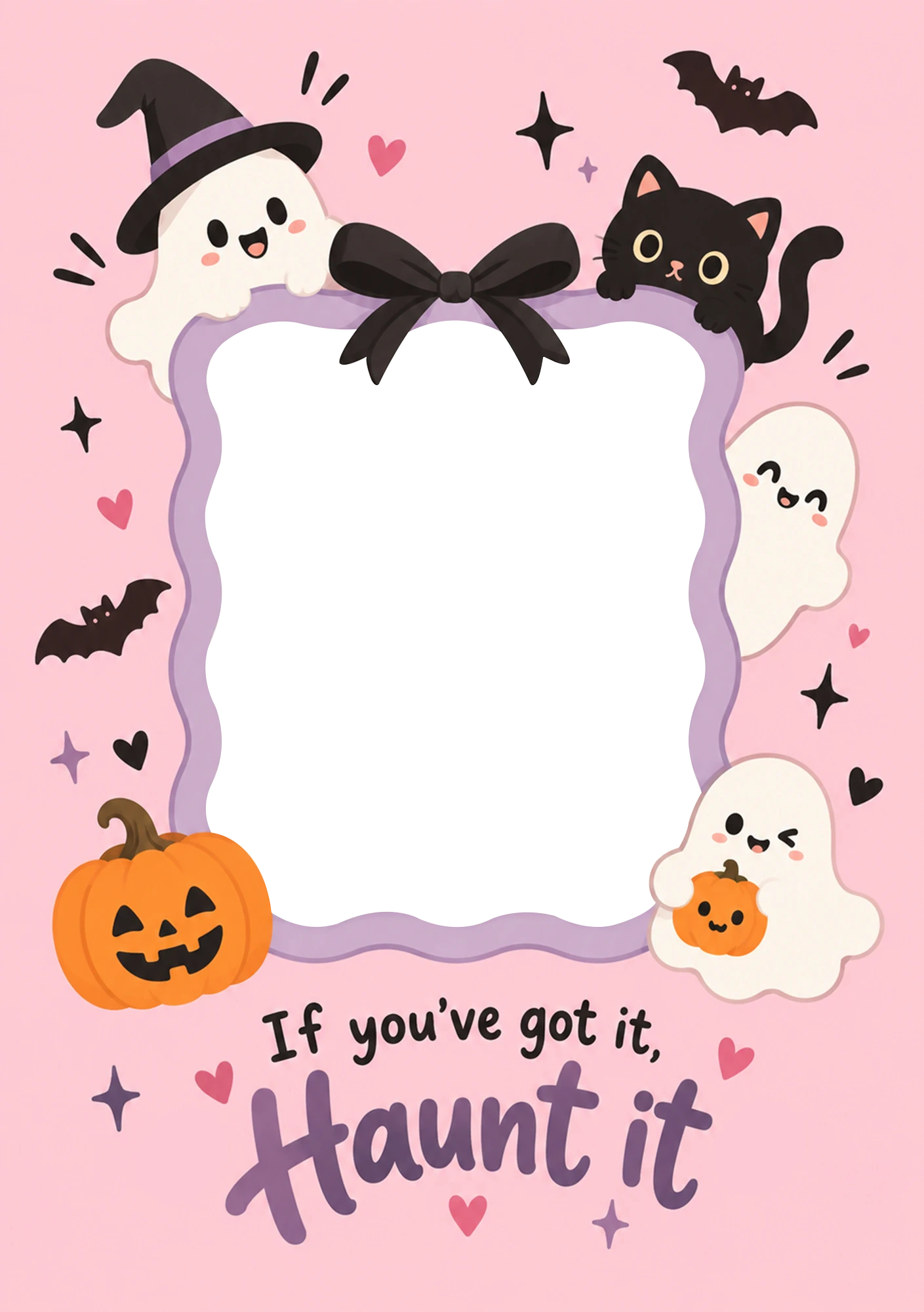 Cute Kawaii Ghosts and Pumpkins Photo Upload Halloween Card