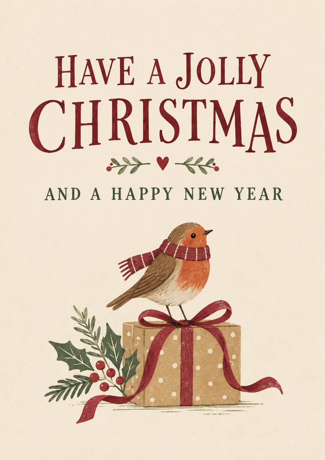 Robin in Scarf Jolly Christmas Card for Her