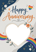 Load image into Gallery viewer, Rainbow Pride Floral Photo Upload Anniversary Card

