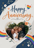 Load image into Gallery viewer, Rainbow Pride Floral Photo Upload Anniversary Card
