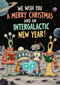 Load image into Gallery viewer, Funny Alien Space Carollers Intergalactic Christmas Card
